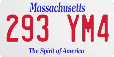 MA license plate 293YM4