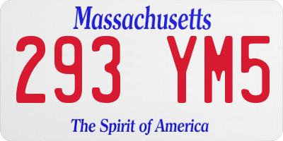 MA license plate 293YM5