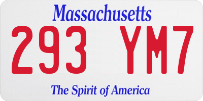 MA license plate 293YM7