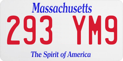 MA license plate 293YM9