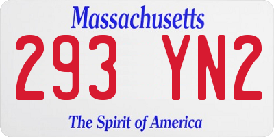 MA license plate 293YN2