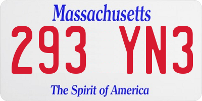 MA license plate 293YN3