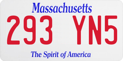 MA license plate 293YN5