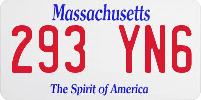 MA license plate 293YN6