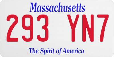 MA license plate 293YN7