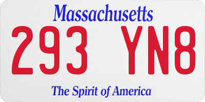 MA license plate 293YN8