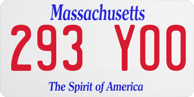 MA license plate 293YO0