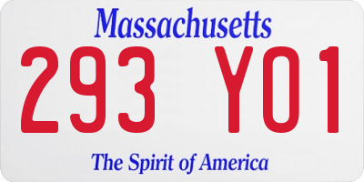 MA license plate 293YO1
