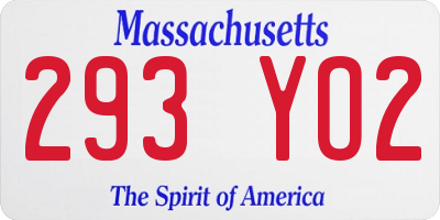 MA license plate 293YO2
