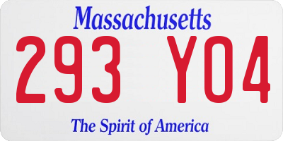 MA license plate 293YO4