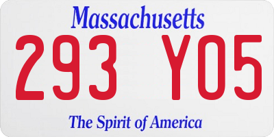 MA license plate 293YO5