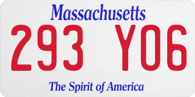 MA license plate 293YO6