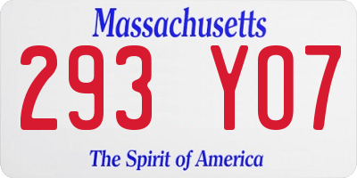 MA license plate 293YO7