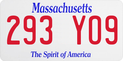 MA license plate 293YO9