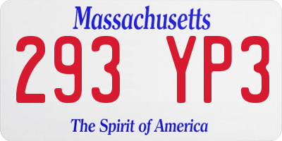 MA license plate 293YP3