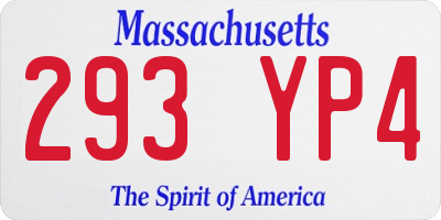 MA license plate 293YP4