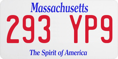MA license plate 293YP9