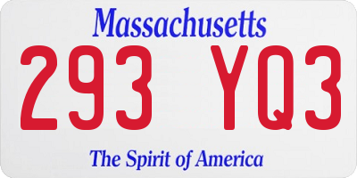 MA license plate 293YQ3