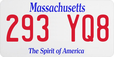 MA license plate 293YQ8