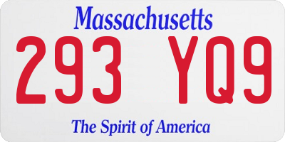 MA license plate 293YQ9