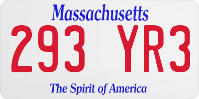 MA license plate 293YR3