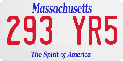 MA license plate 293YR5