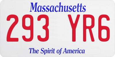 MA license plate 293YR6