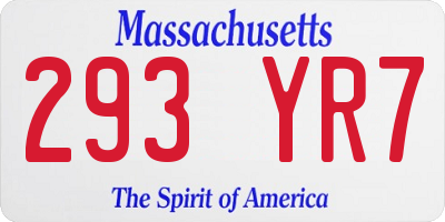 MA license plate 293YR7