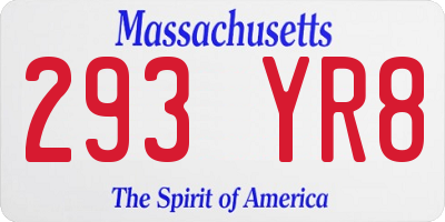 MA license plate 293YR8