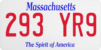 MA license plate 293YR9