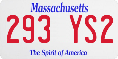 MA license plate 293YS2