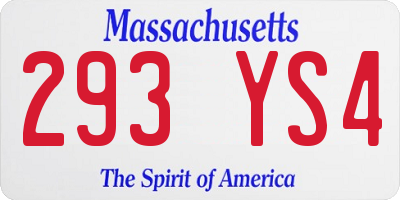 MA license plate 293YS4