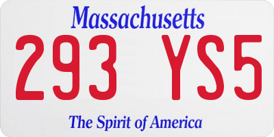 MA license plate 293YS5