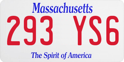 MA license plate 293YS6