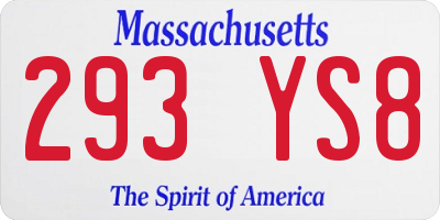 MA license plate 293YS8