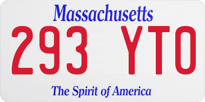 MA license plate 293YT0