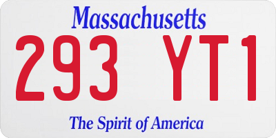 MA license plate 293YT1