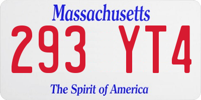 MA license plate 293YT4