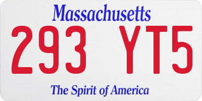 MA license plate 293YT5