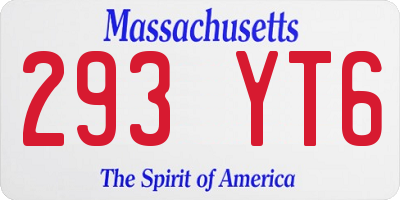 MA license plate 293YT6