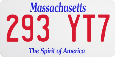 MA license plate 293YT7