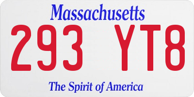 MA license plate 293YT8