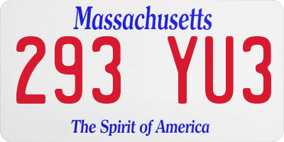 MA license plate 293YU3