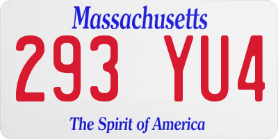MA license plate 293YU4