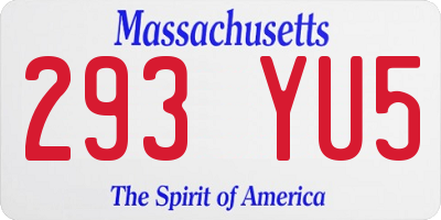 MA license plate 293YU5