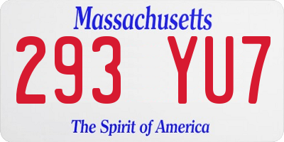 MA license plate 293YU7