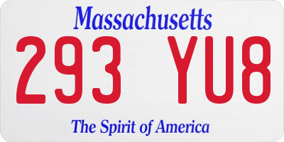MA license plate 293YU8