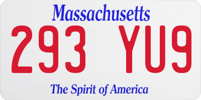 MA license plate 293YU9