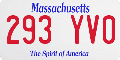 MA license plate 293YV0