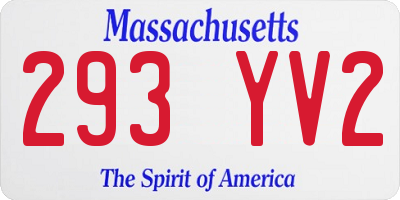 MA license plate 293YV2